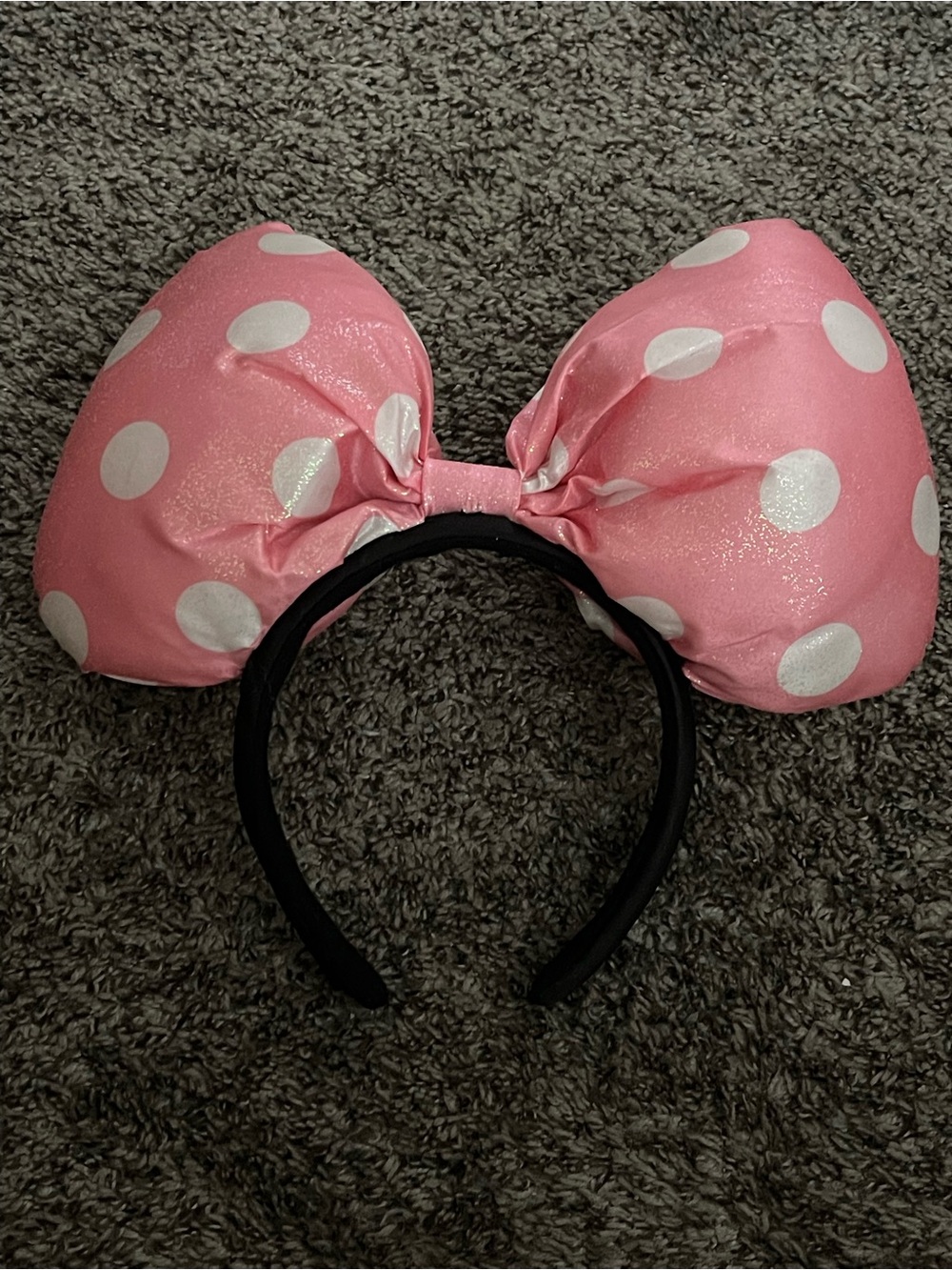 Disney Minnie Mouse Glitter Pink Polka Dot Bow Headband